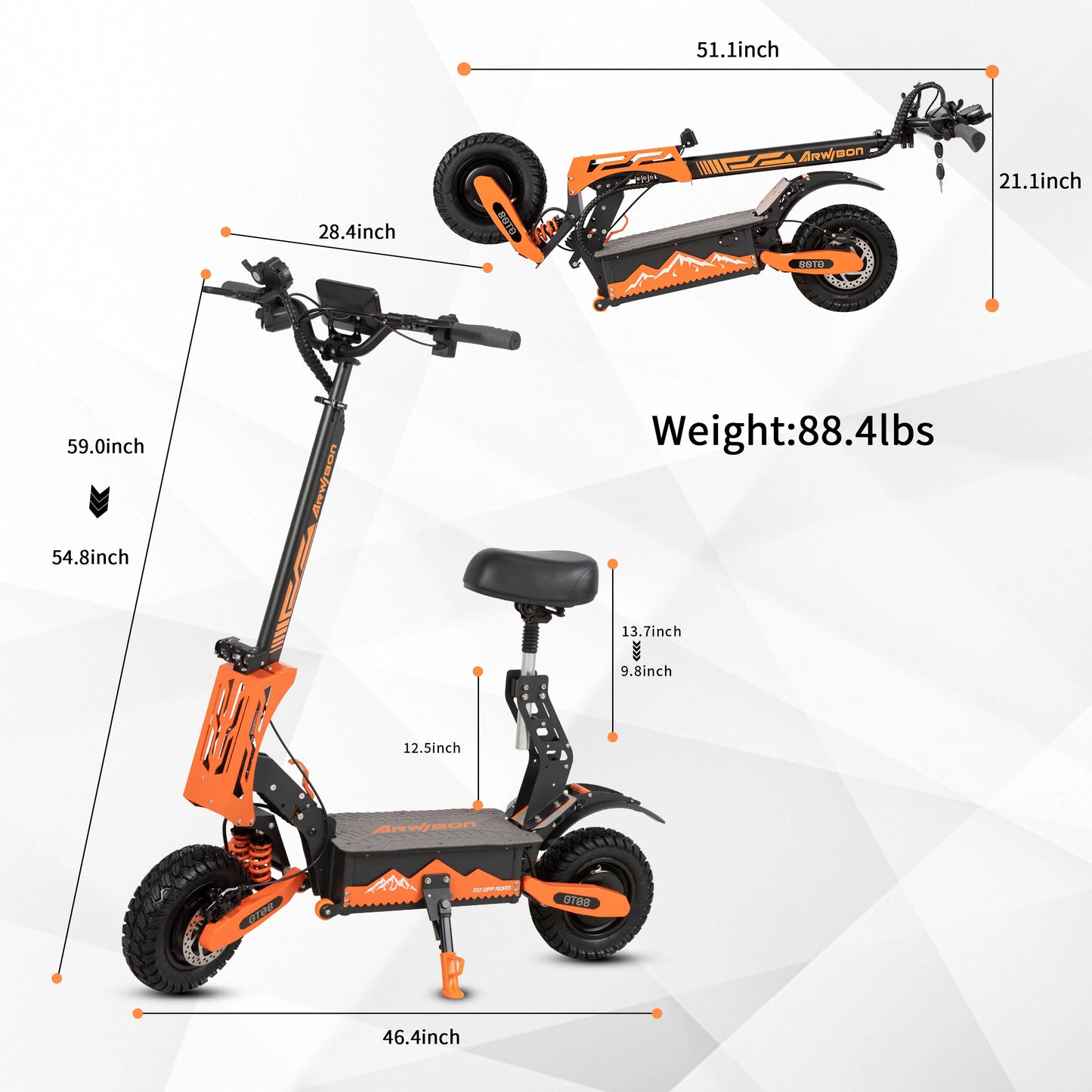 Arwibon Adult Electric Scooter Dual Motor