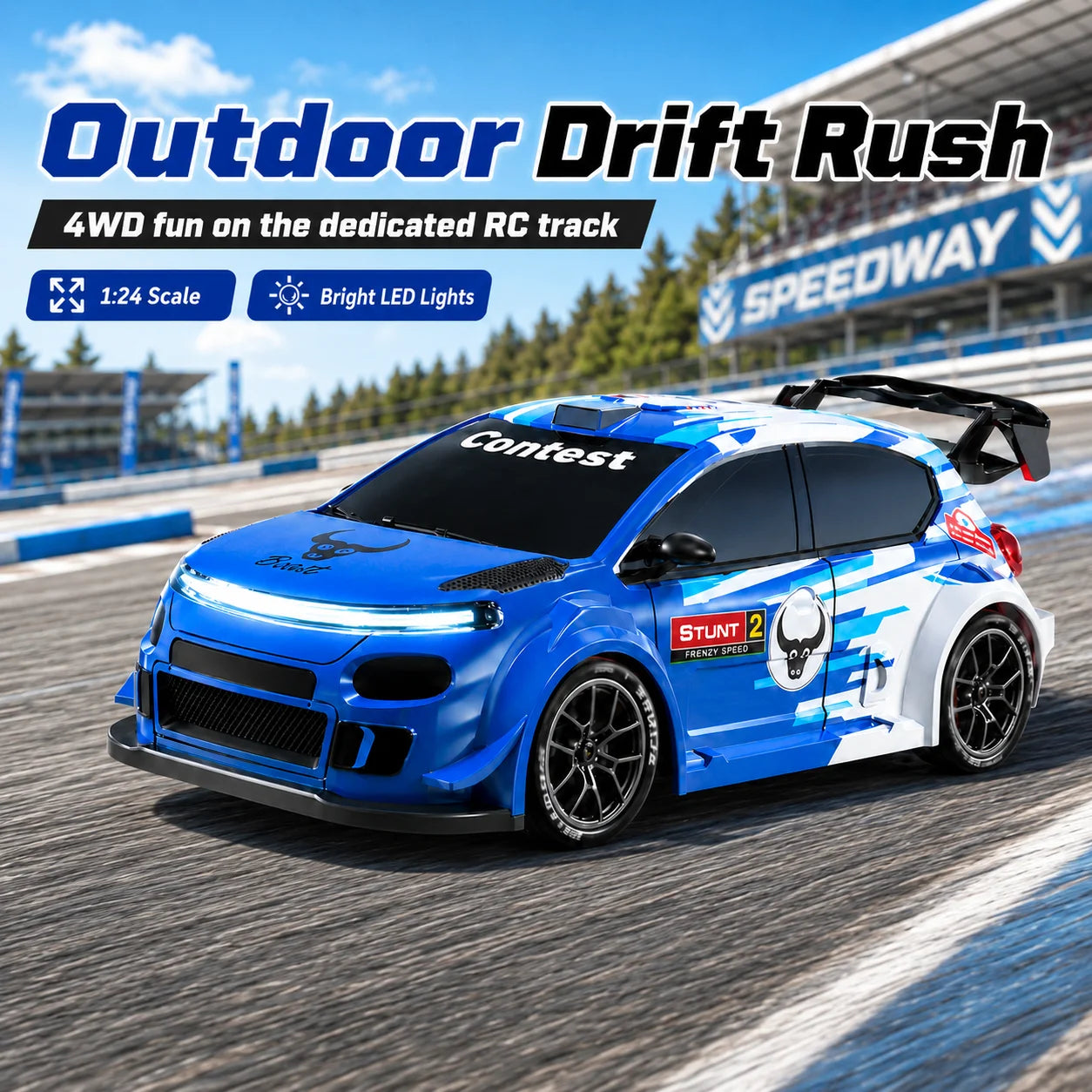 ZNLYRION SG718 1: 24 Scale 4WD RC Drift Car With Replaceable Racing Drift Tires