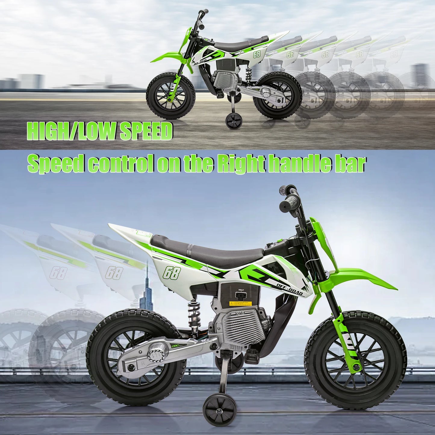 HiMISS 12v Kids Electric Dirt Bike with Training Wheels