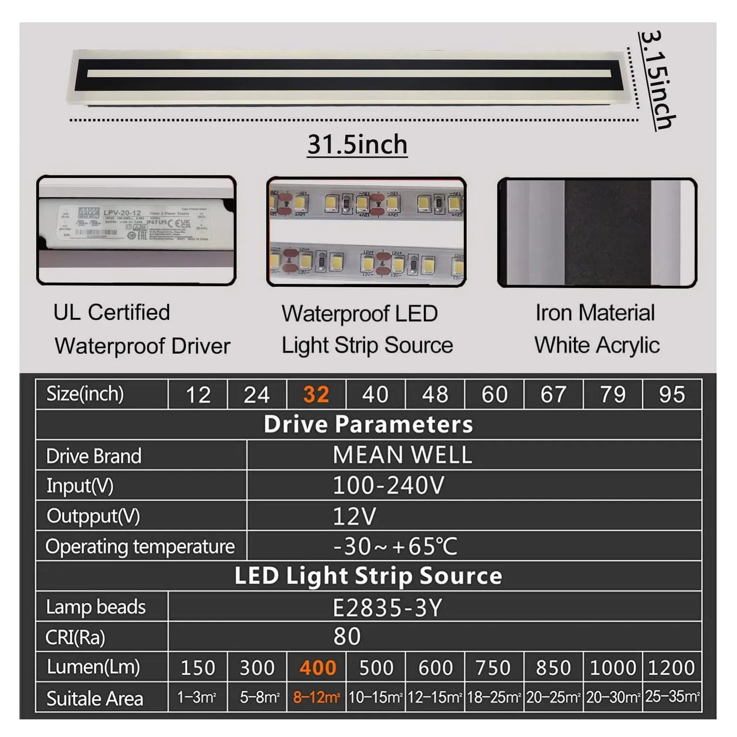 Outdoor Long Strip Modern LED Wall Lighting