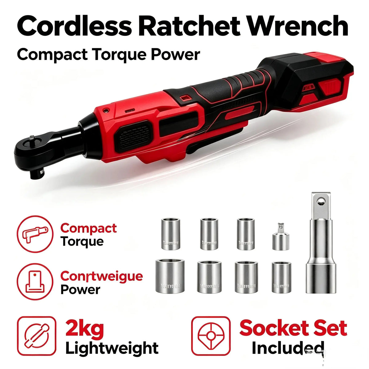For MiWQ 18V Battery Electric Ratchet Wrench 3/8" Cordless Drive