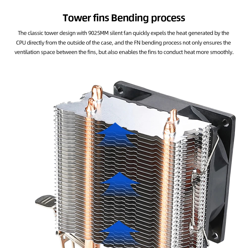 Shunmaii Tower Radiator 2 Heat Pipe 9cm Cooling Fan