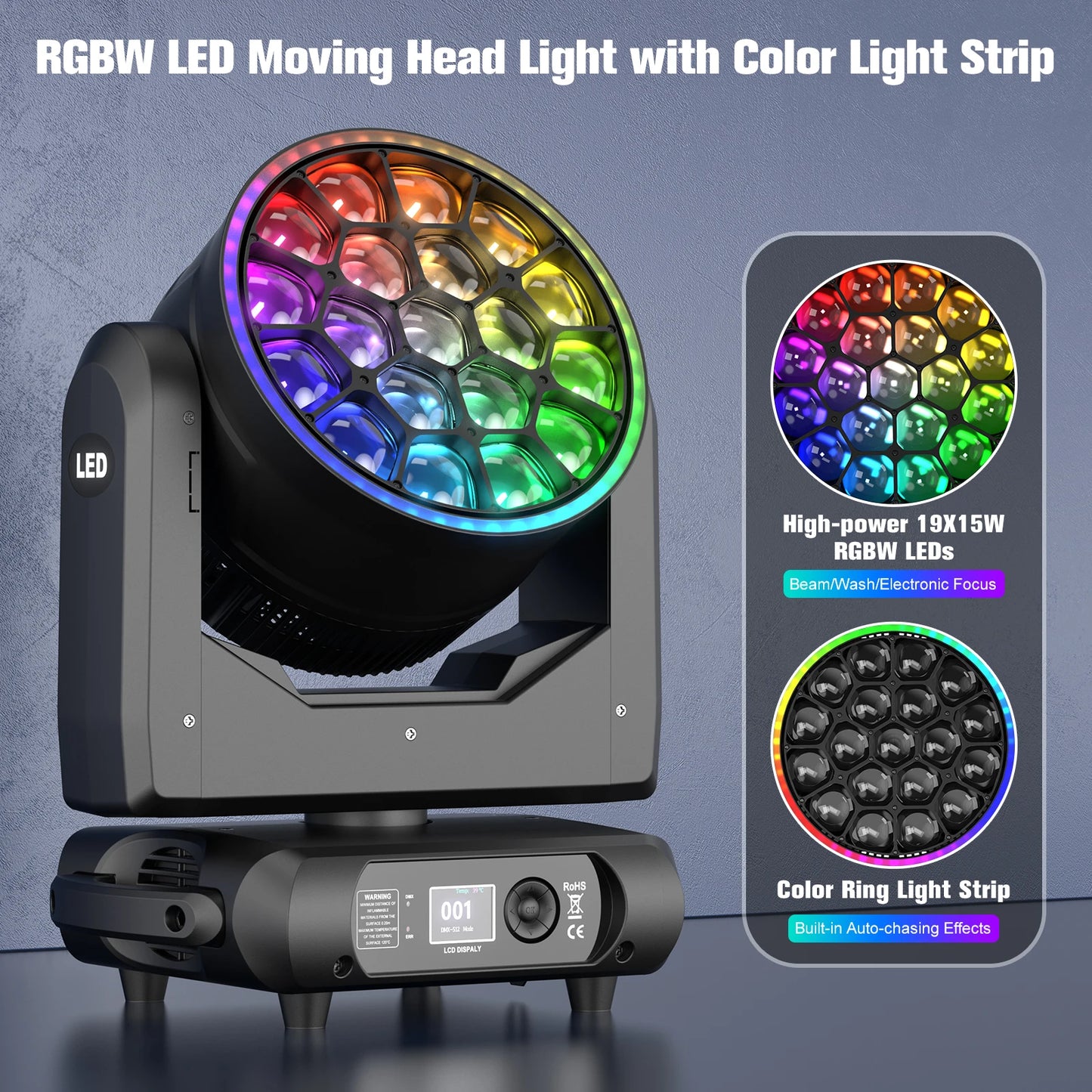 Somspot 19x15W RGBW LED Moving Head Light Beam