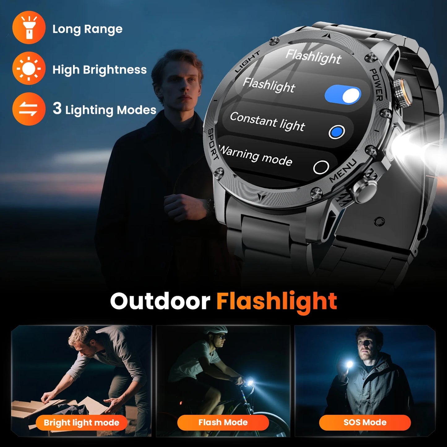 2026 Military Smart Watch Men 1.7" HD Screen
