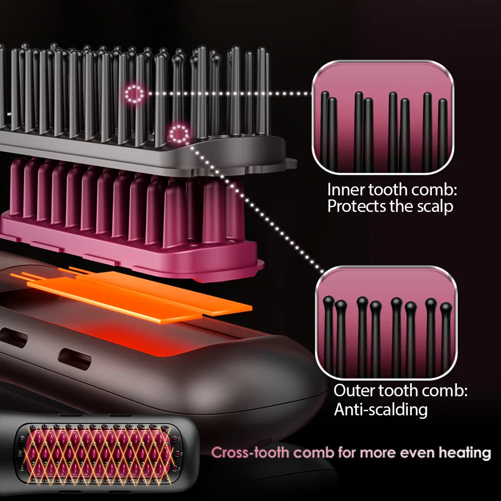 NOVUS Wireless Hair Straightener Brush Electric