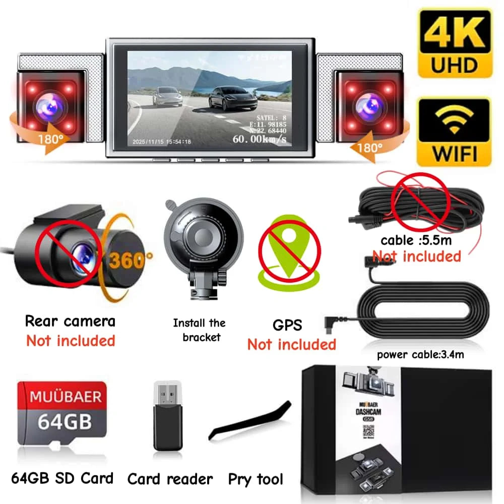 MUÜBAER 4K 360° 4-Channel Dash Cam