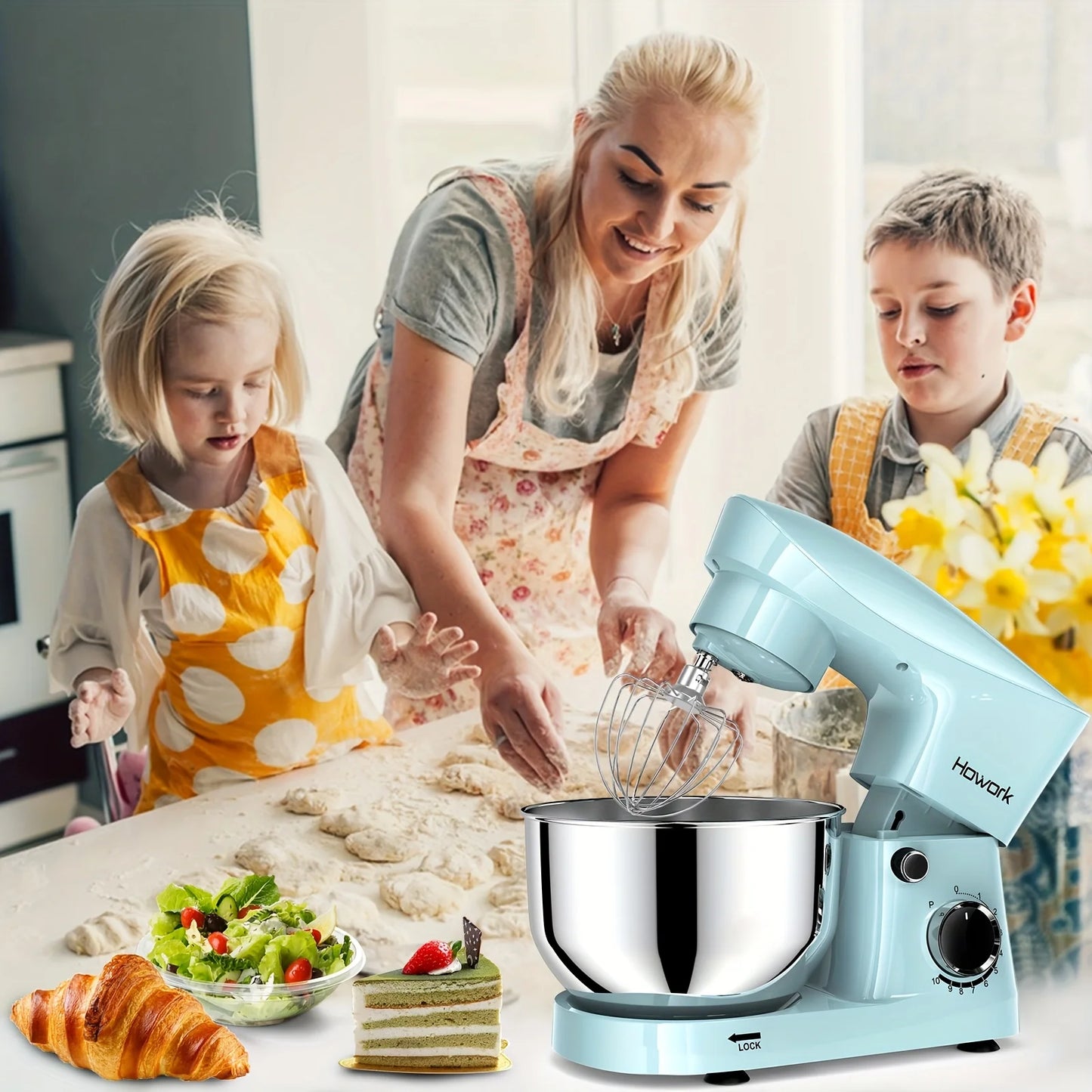 Howork 350W 10-Speed Electric Stand Mixer 5QT