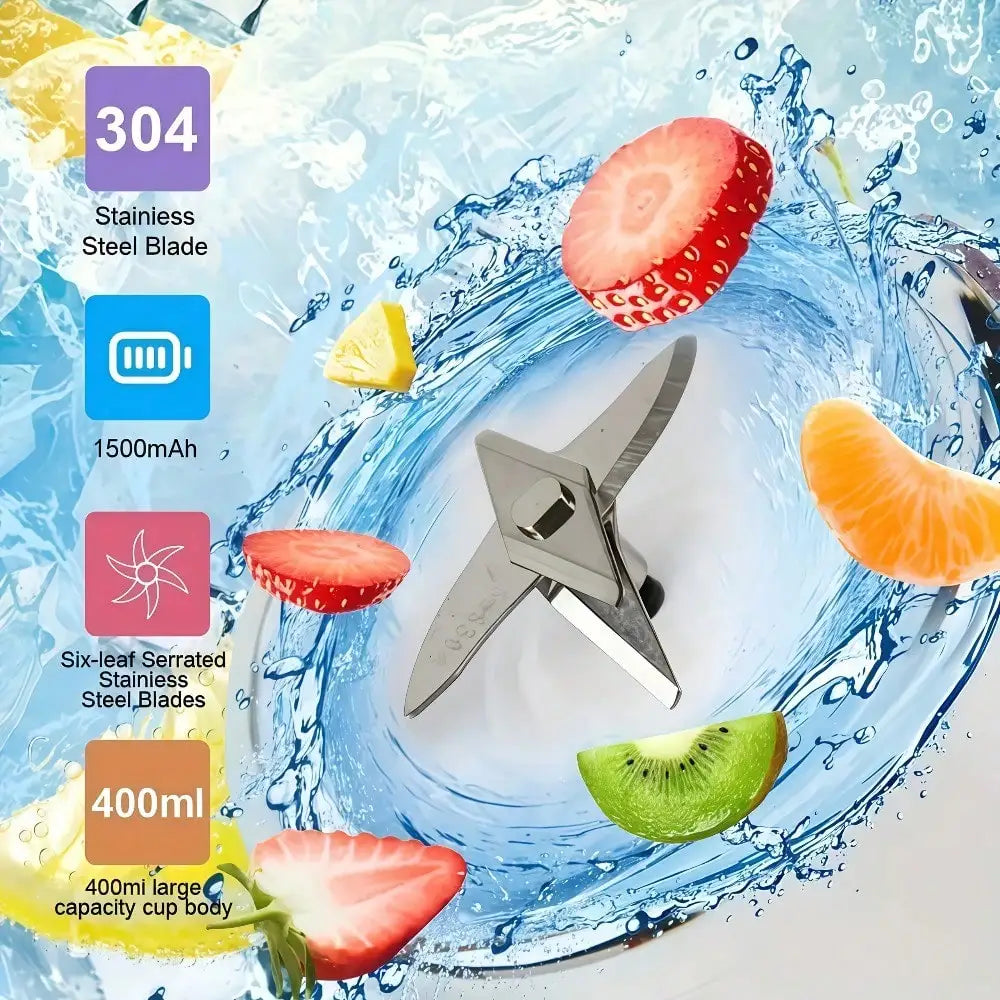 Fruit Blender, Beverage Maker, Juicer Cup + Portable Outdoor Cup