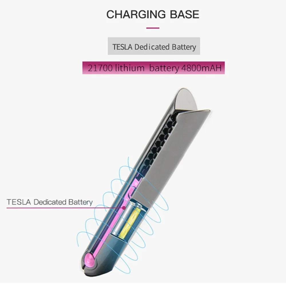 KIQUNE Portable Hair Straightener with Charging Base Wireless Straightening Iron Floating Plate and Comb PTC Hair Straightening Device