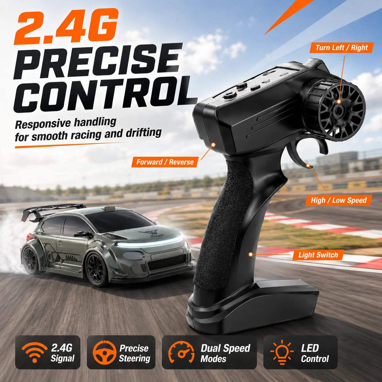 ZNLYRION 4WD High Speed RC Car 2.4G Remote Drifting Car 1:24 Scale