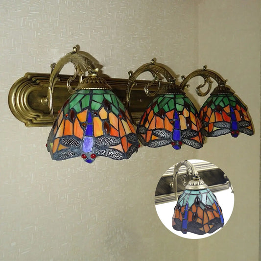 Bymaocar Modern Stained Glass Bathroom E27 Wall Sconce Victorian Tiffany