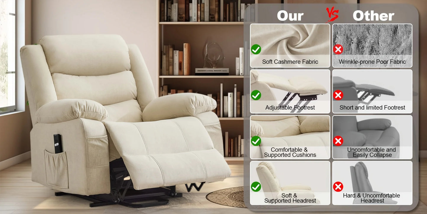 DOOTTOO Power Lift Recliner Chair – Wide Electric Reclining Sofa