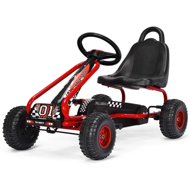 Costzon Go Kart for Kids, 4 Wheel Pedal Powered Electric Scooter