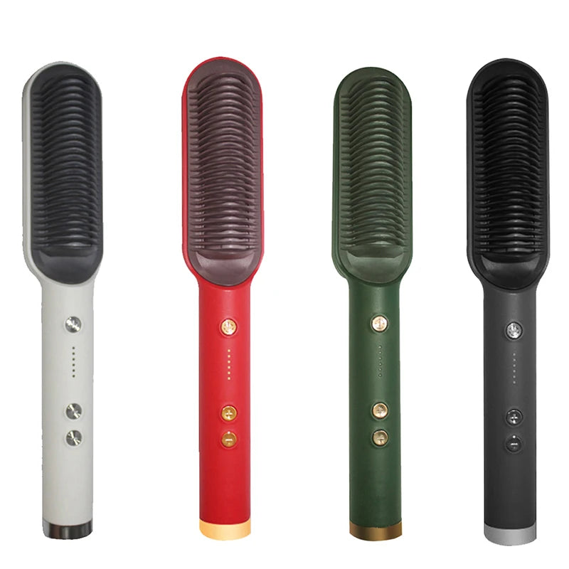 ROFAELEC Electric PTC Heat Straightening Brush One Step Hair Dryer 3 In 1 Ceramic Flat Iron Women Hair Straightener comb And Curling