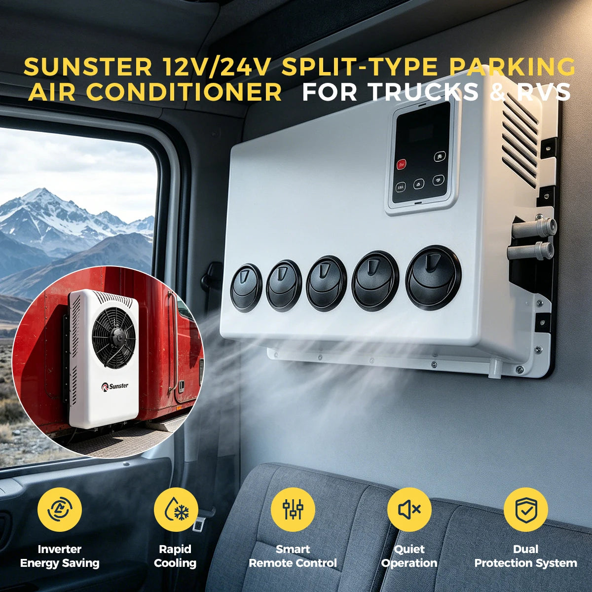 Sunster 12V 24V Electric Roof Air Conditioning RV Air Conditioning