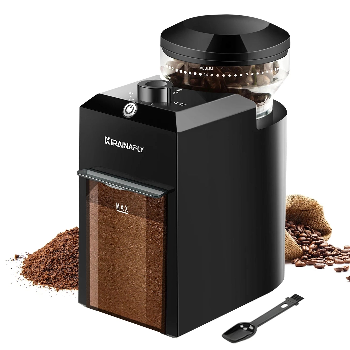 KIRAINAFLY Automatic Burr Mill Coffee Grinder