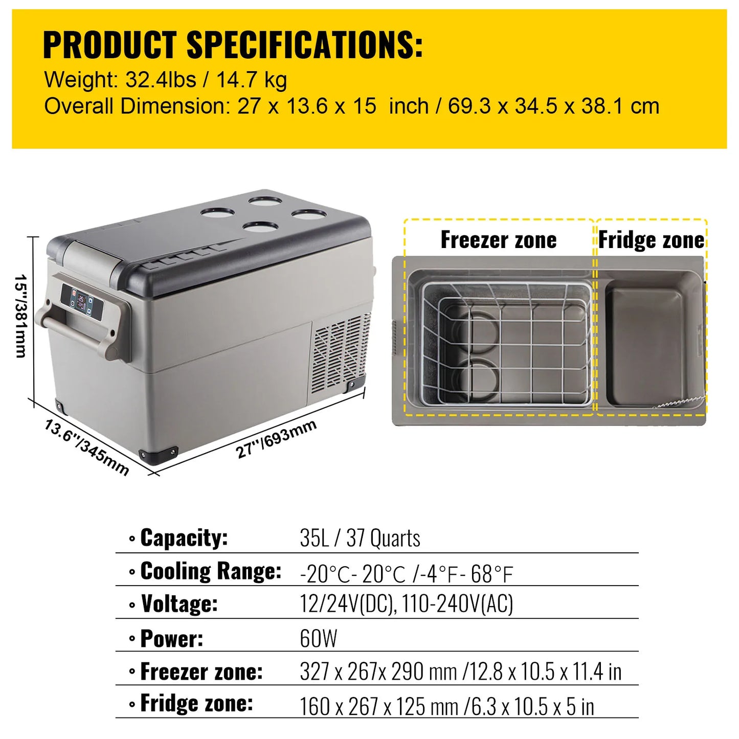 SucceBuy 20L 22L 35L 45L 55L Car Refrigerator Mini Fridge