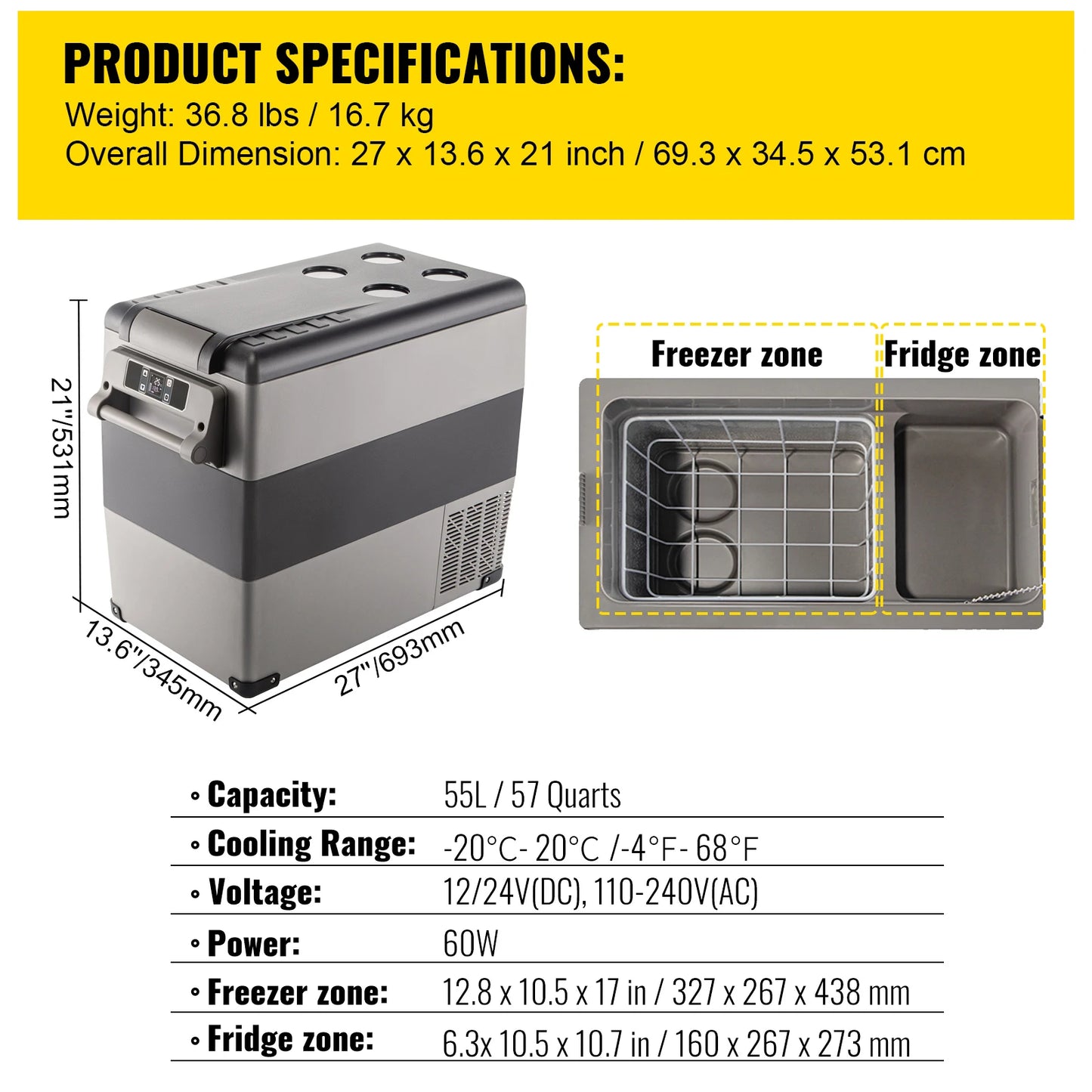 SucceBuy 20L 22L 35L 45L 55L Car Refrigerator Mini Fridge
