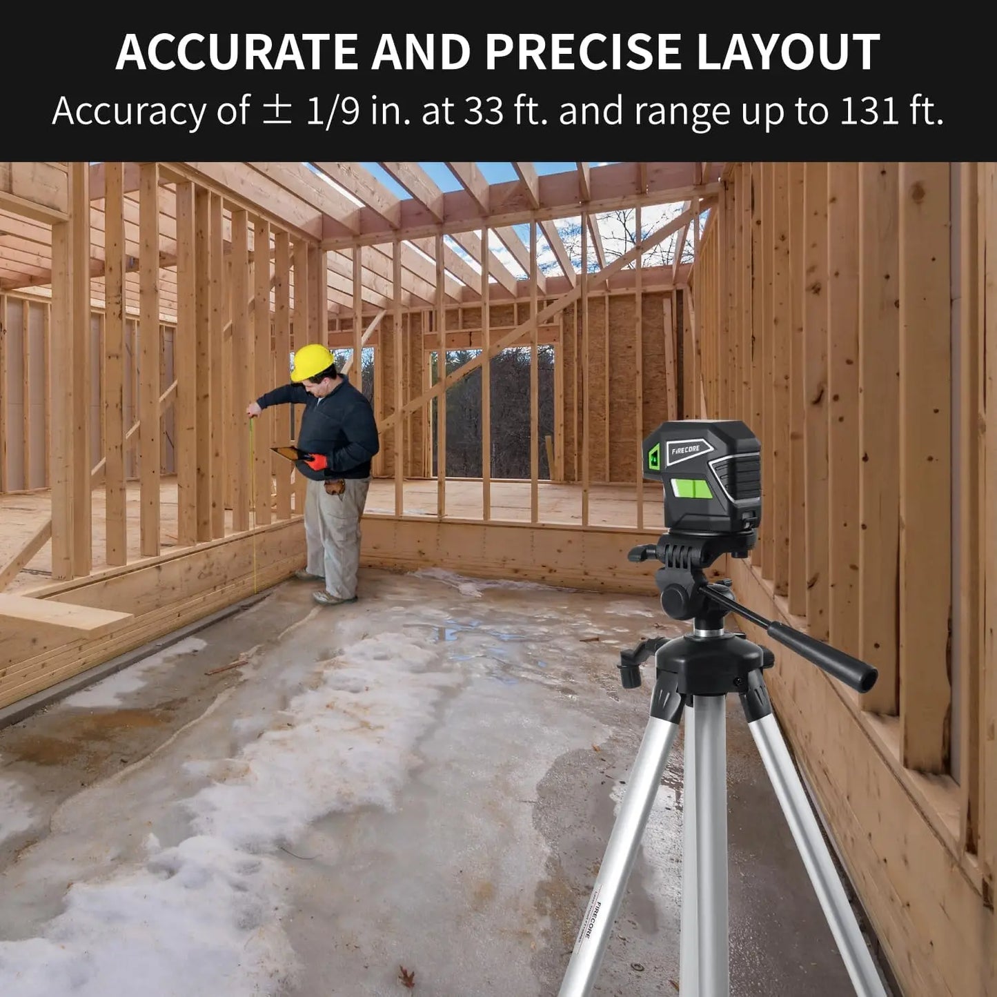 FIRECORE 5-Point Green Laser Level with Magnetic Base
