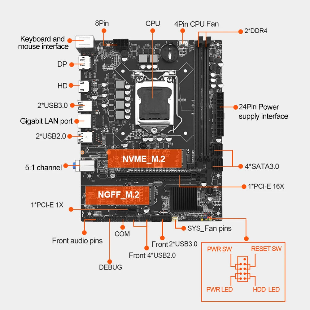 H410 Motherboard LGA 1200 DDR4*2 Memory