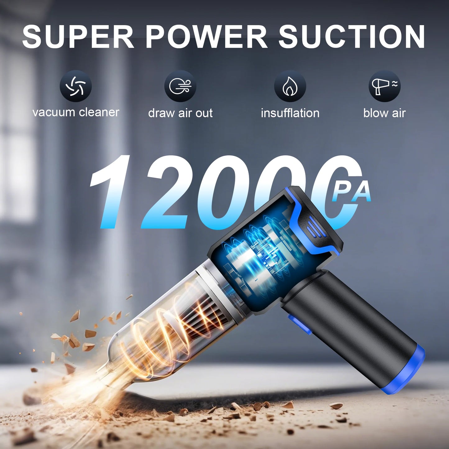 LUPUAUPO Portable Wireless Car Vacuum Cleaner
