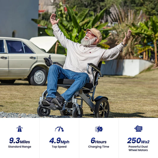 MAIDESITE Electric Wheelchair for Adults - Lightweight, Foldable, Portable