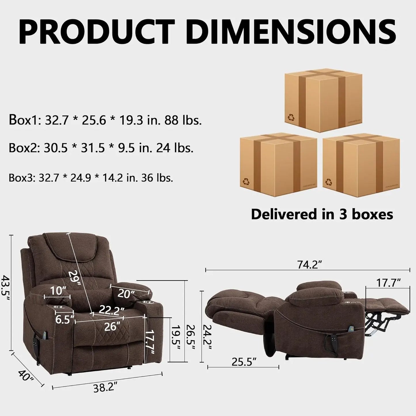Large Power Lay Flat Lift Chair Oversized Recliner