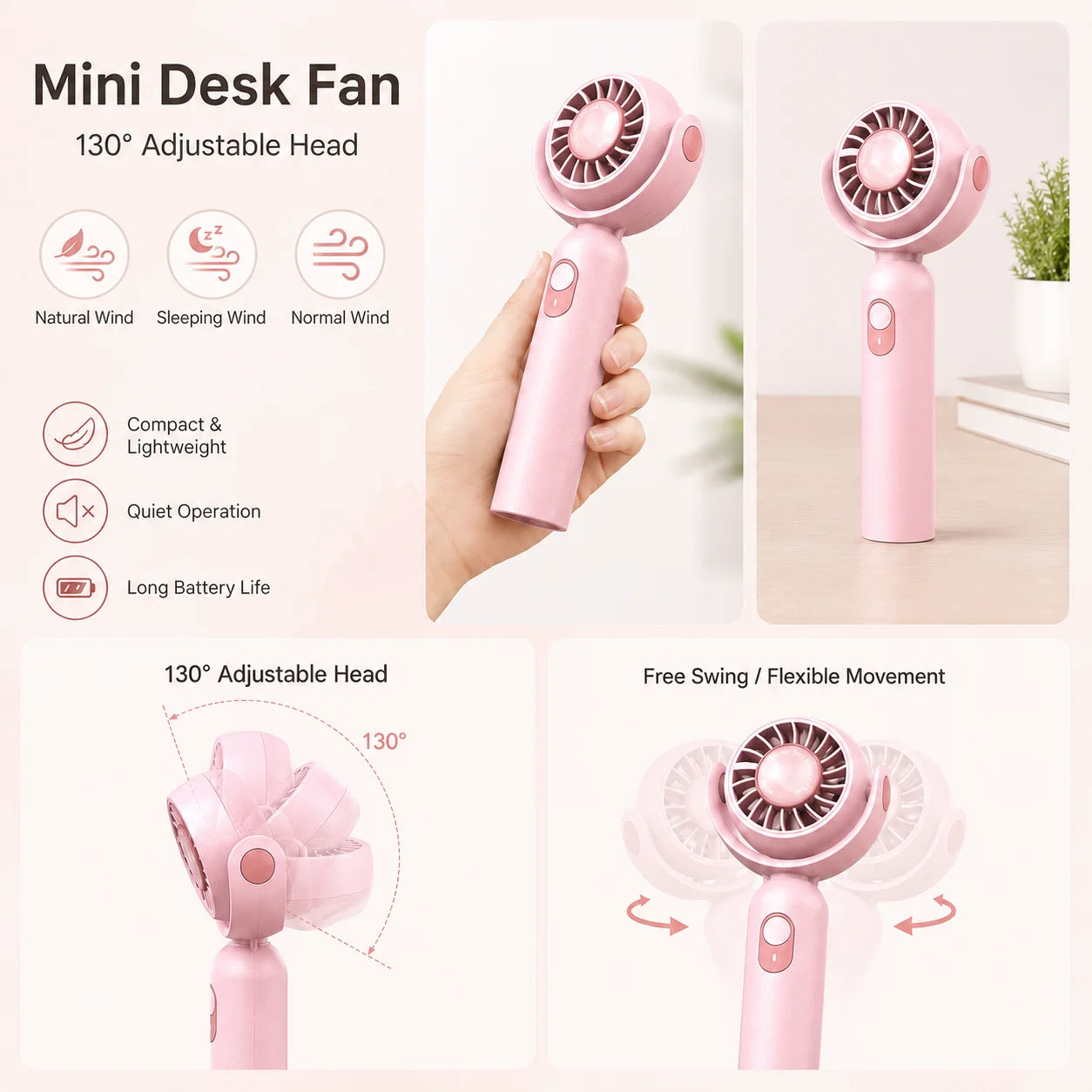 Portable Handheld Fan, Foldable Turbo Mini Fan