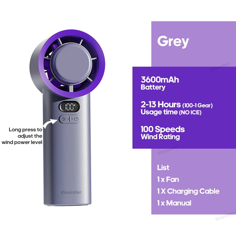 KINSCOTER Portable Handheld Turbo Fan 100 Wind Speeds