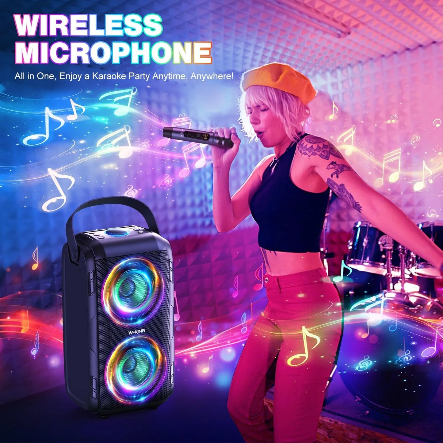 W-KING 180W Peak Party Large Bluetooth Speaker Biggest Boom Box Portable Wireless Removable Battery With Subwoofer USB Playback