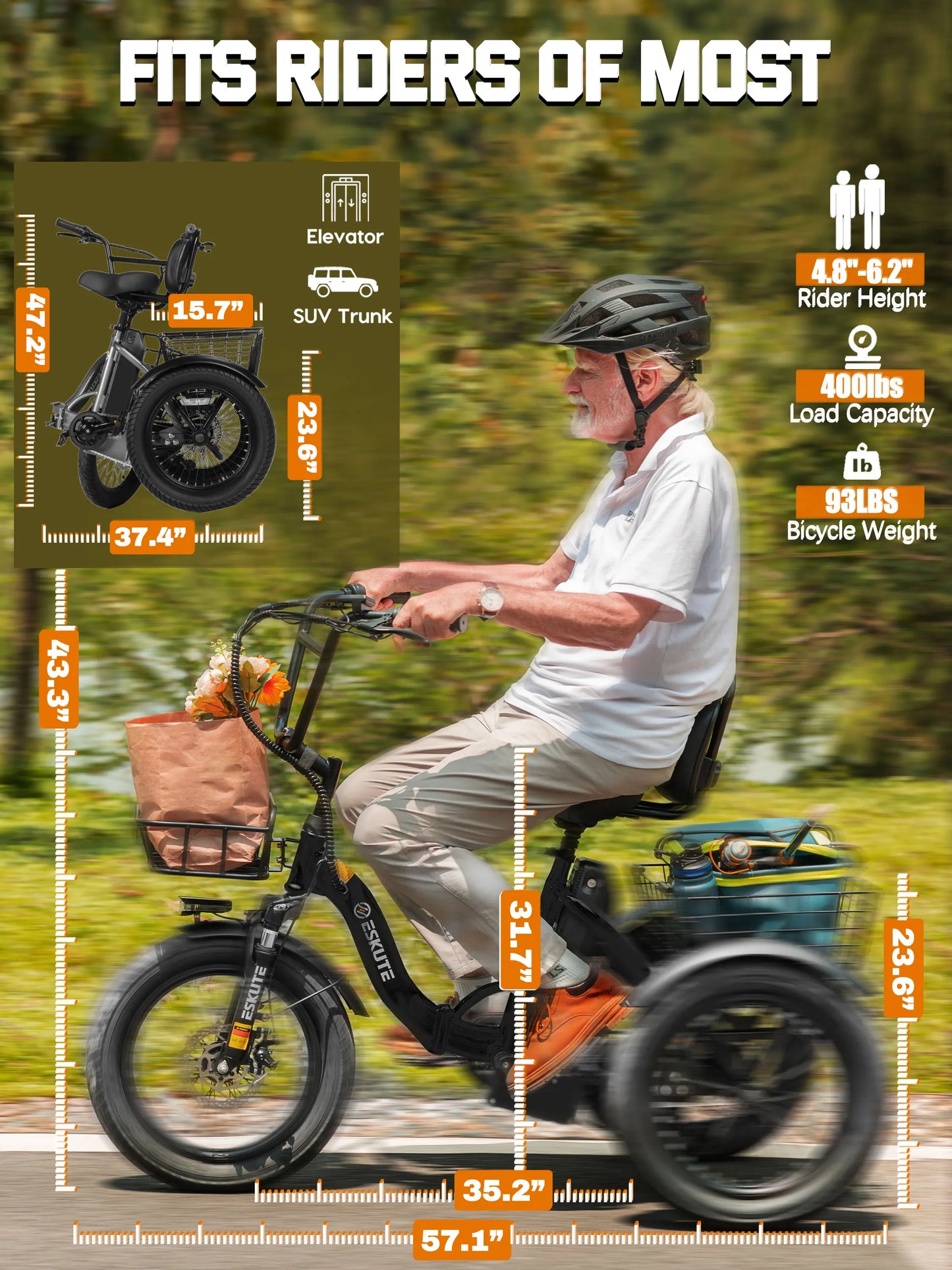 ESKUTE T300 Electric Bicycle Trike for Adults