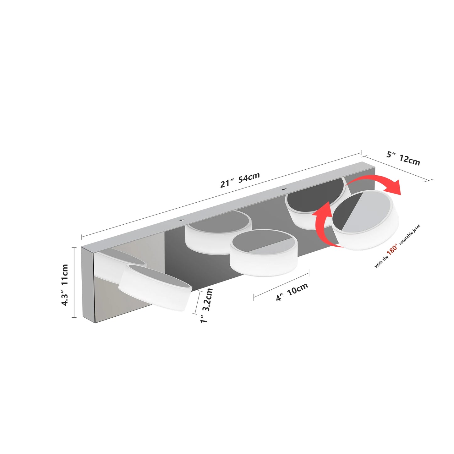 ARLGSITE Modern silver/black LED dressing area lighting