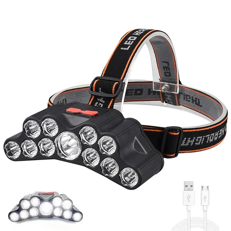 11 LED Headlamp Strong Light Head Lamp Type-C Rechargeable