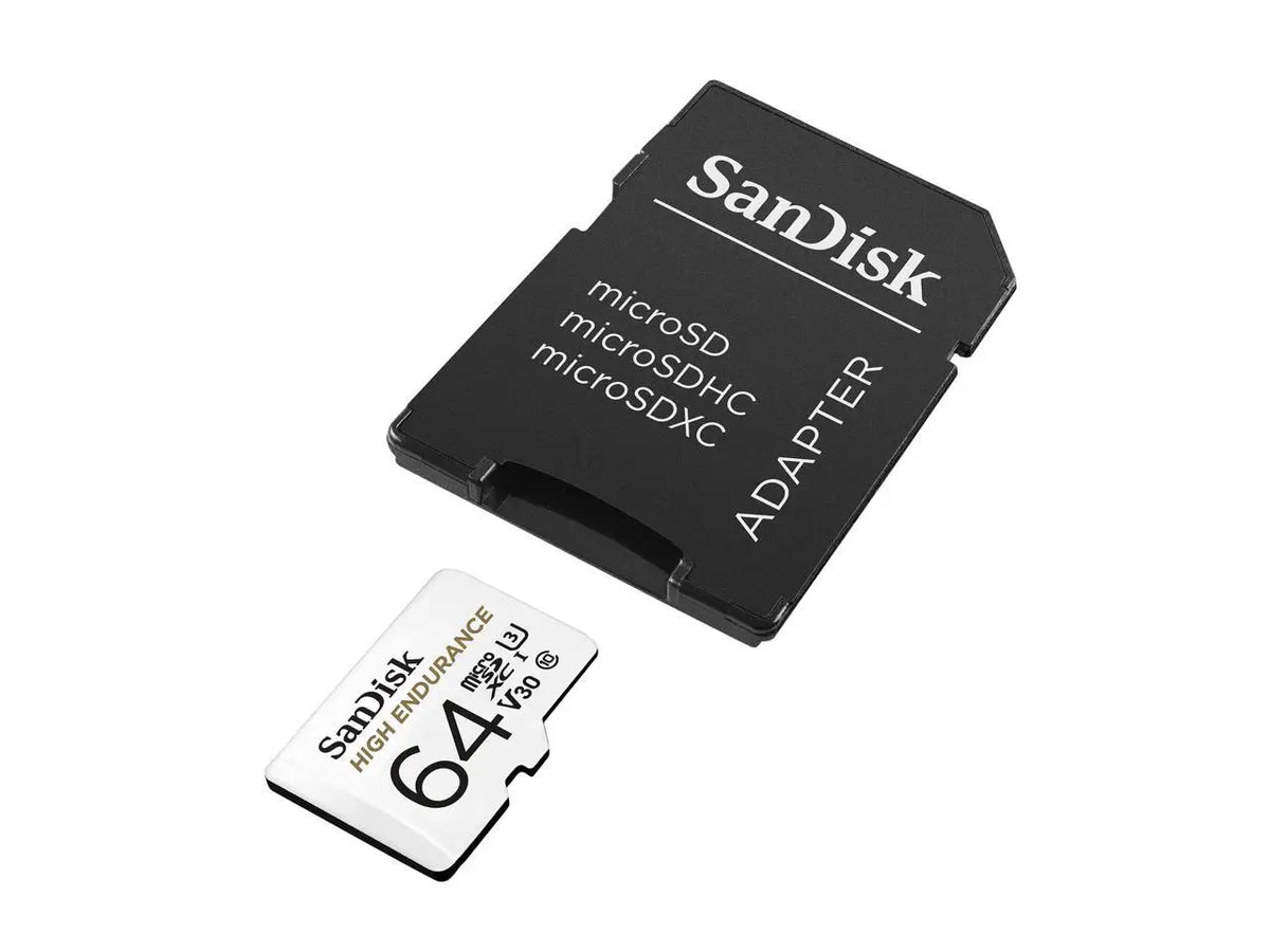 SanDisk 64GB High Endurance MicroSDHC C10, U3, V30, 4k UHD Memory Card