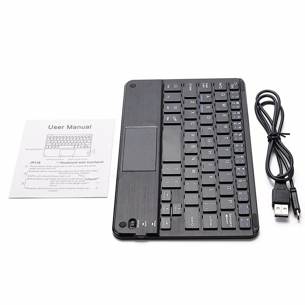 Mini Bluetooth Keyboard Ultra Slim Wireless Keyboard with Touch Pad Mouse for Android IOS Windows Tablet Laptop IPad Smartphone