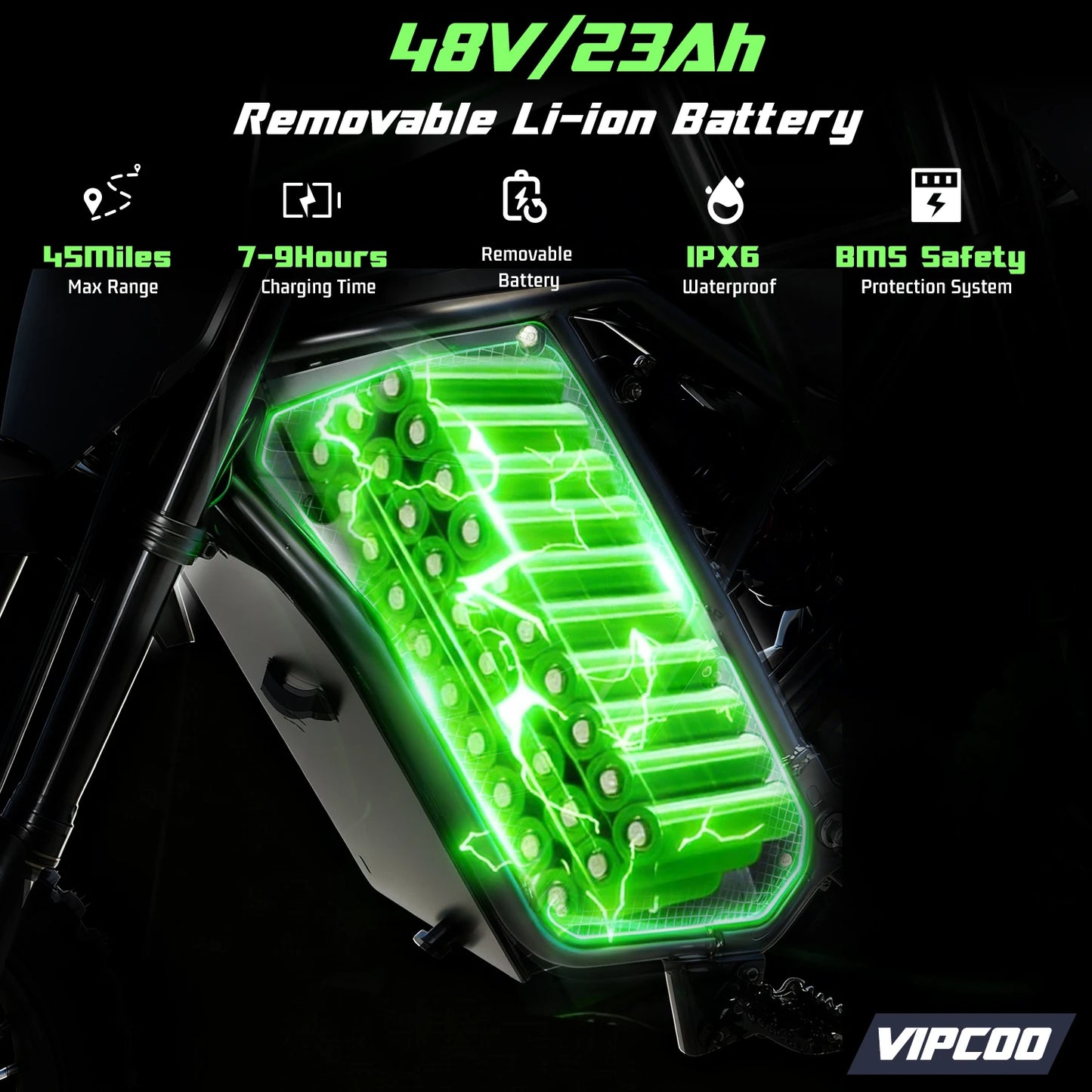 VIPCOO Electric Dirt Bike VIPCOO 3500W 48V23AH Electric Motorcycle