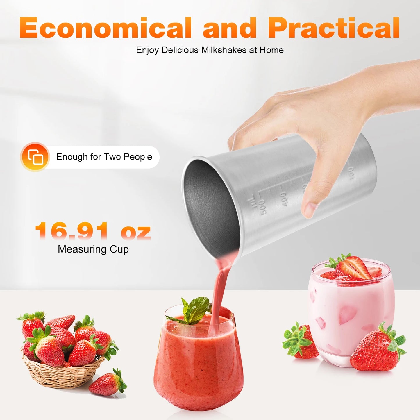 500ml Milkshake Maker for Home, Electric Milk Shake