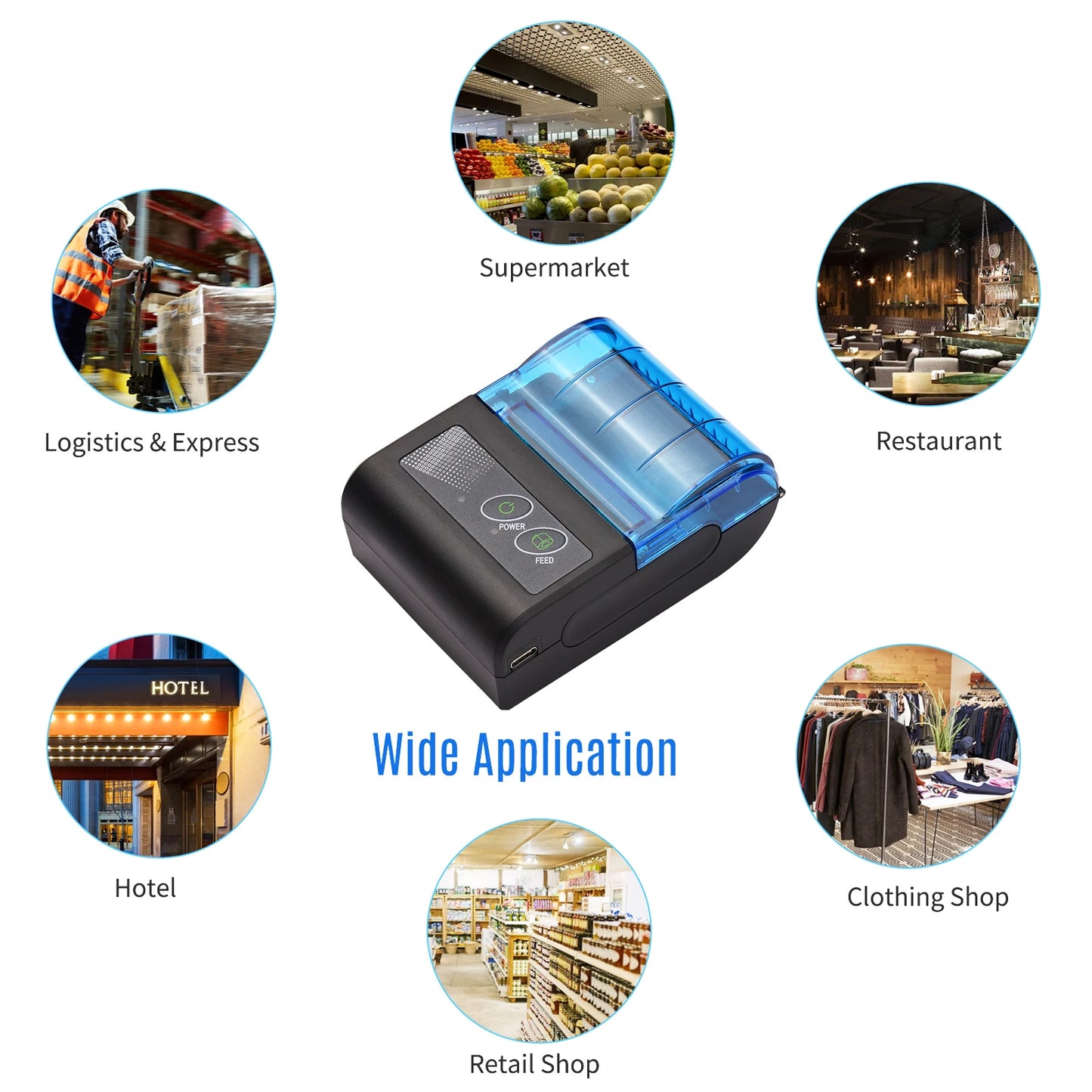Bisofice Portable Mini Thermal Printer 2 Inch Wireless