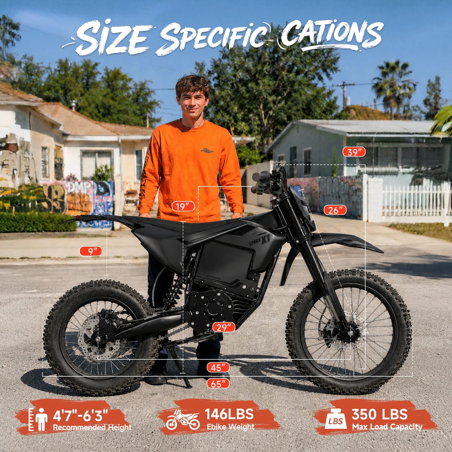 QRONGE X1 Spark L Electric Dirt Bike, 4500W Peak Electric Bicycle