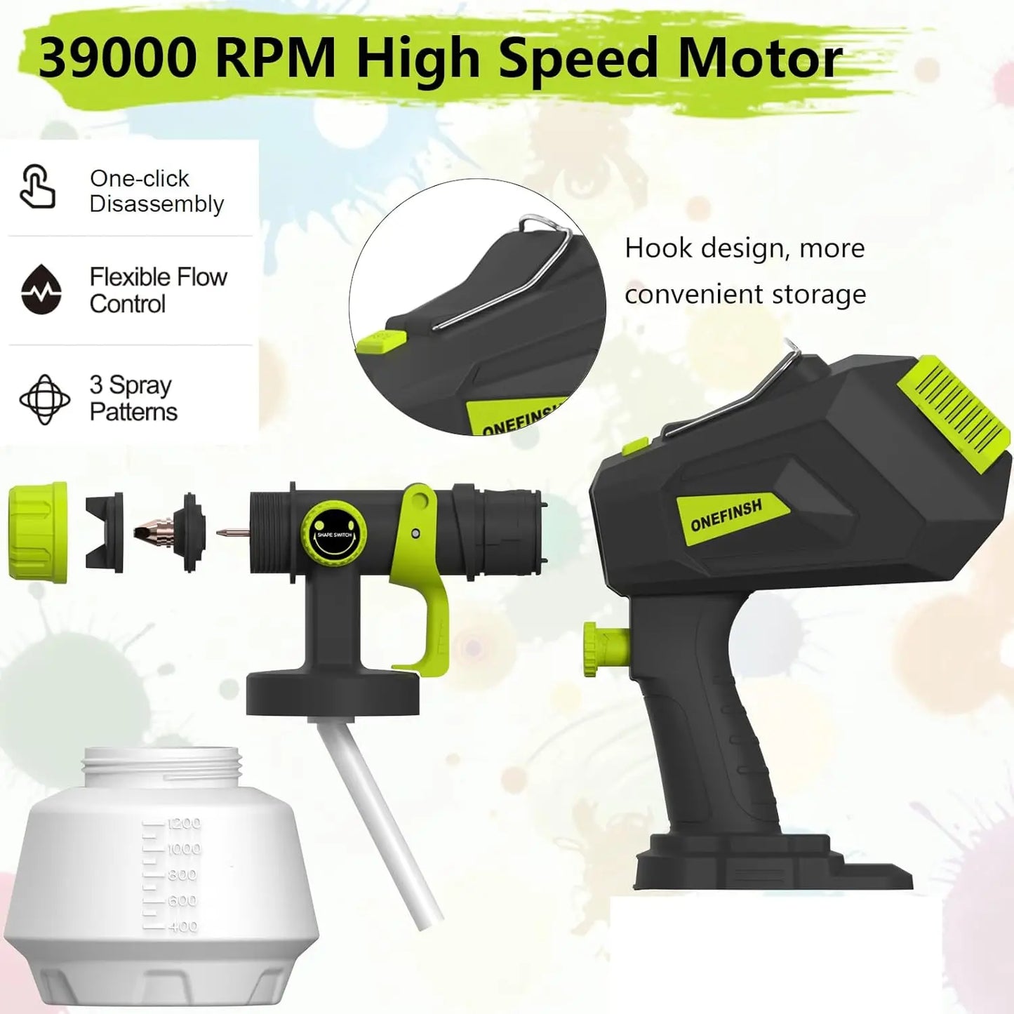 ONEFINSH Cordless Paint Sprayer with HVLP