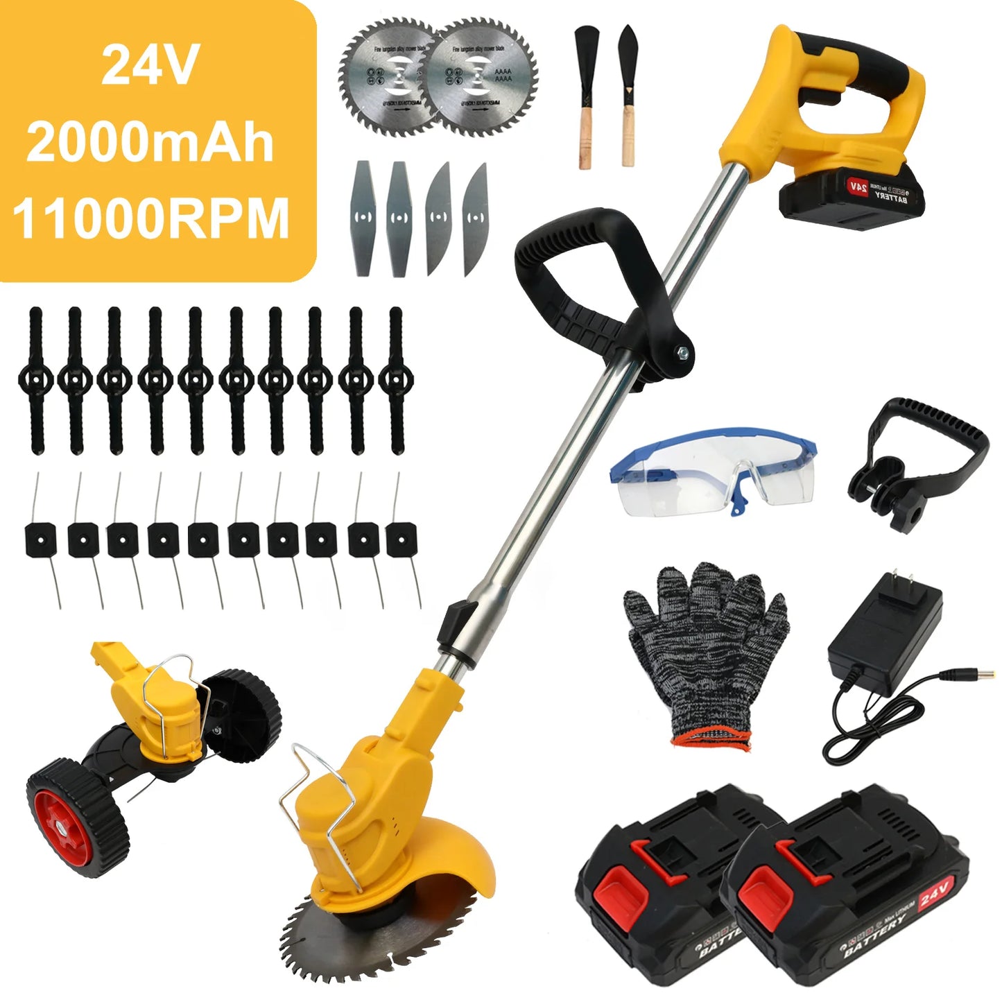 21V Cordless Grass Trimmer Electric 3-in-1 Lightweight
