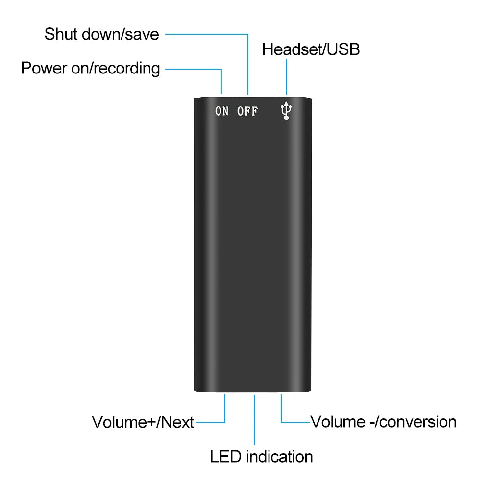 Mini 8GB Voice Recorder Digital Audio Mini Dictaphone Record