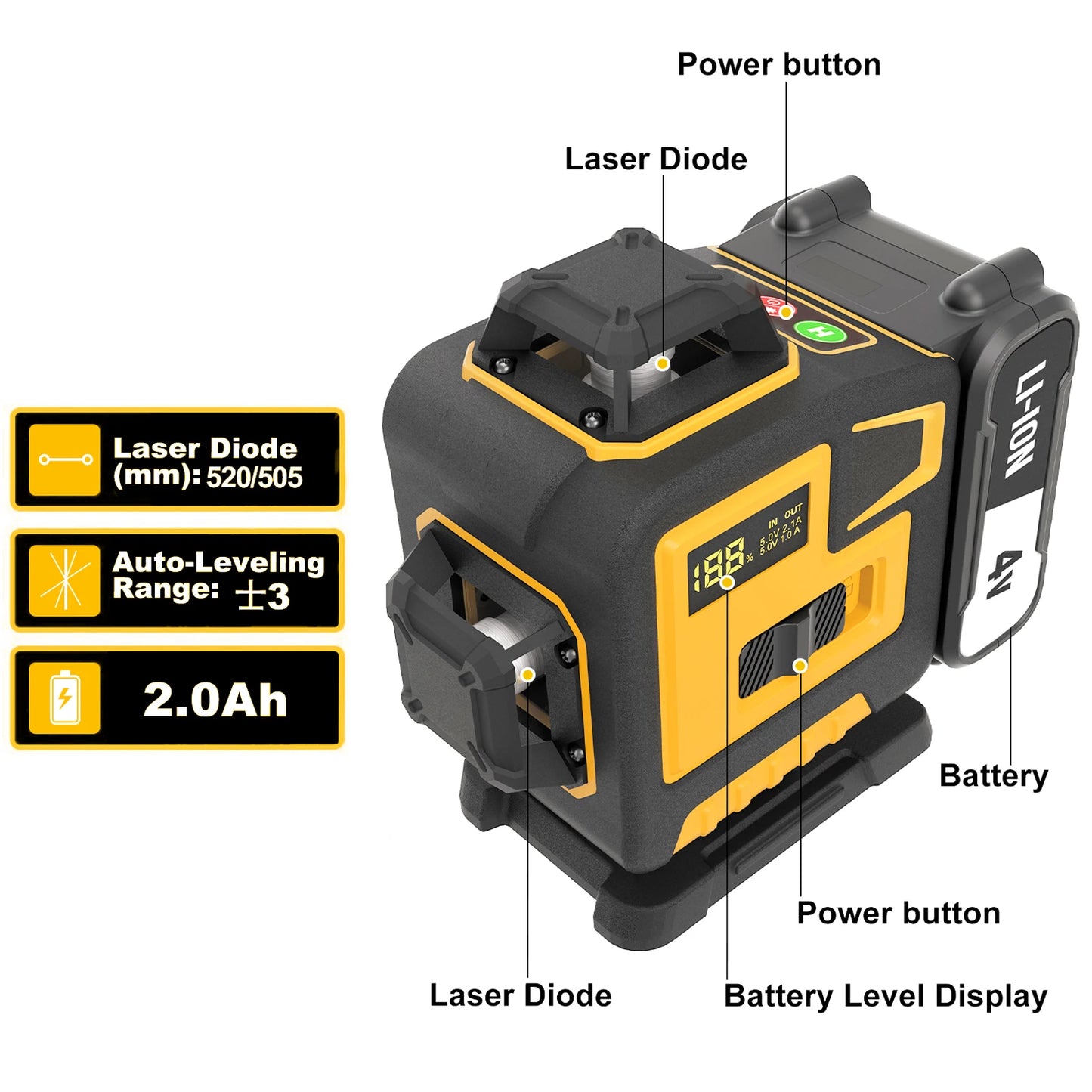 TEGATOK Professional 16-Line 4x360° Laser Level