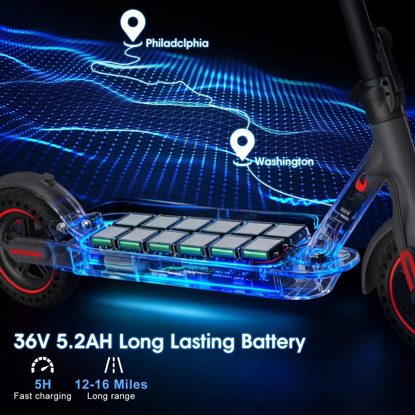 OBX 350W Electric Scooter for Adults 19mph Top Speed