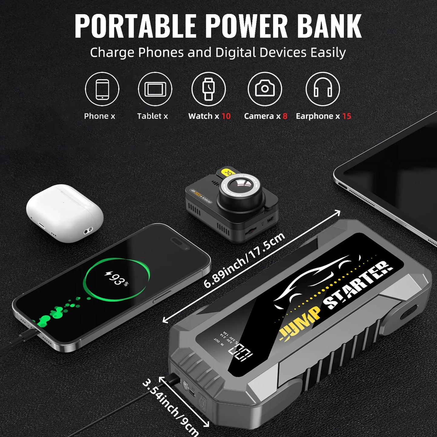 Car Jump Starter 5000A, Jump Starter Battery Pack