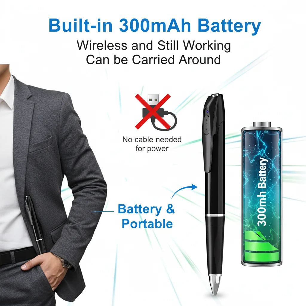 1080P HD Mini Pen Camera 300mAh Rechargeable Portable Video Recorder