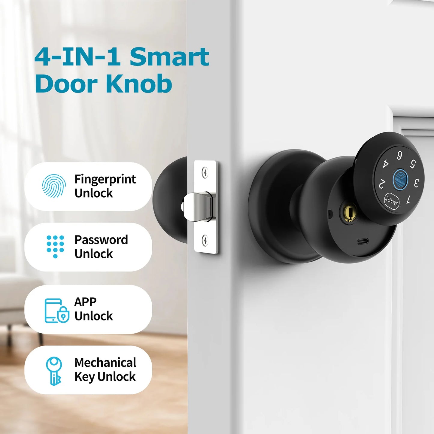Viladepot Ball Shaped Smart Lock Fingerprint Door Lock App Control