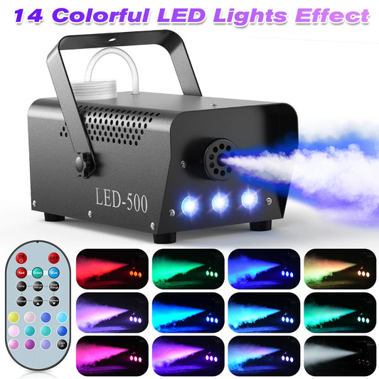 U'King 500W Smoke Machine RGB 3 LED Mixed Color Fog Machine