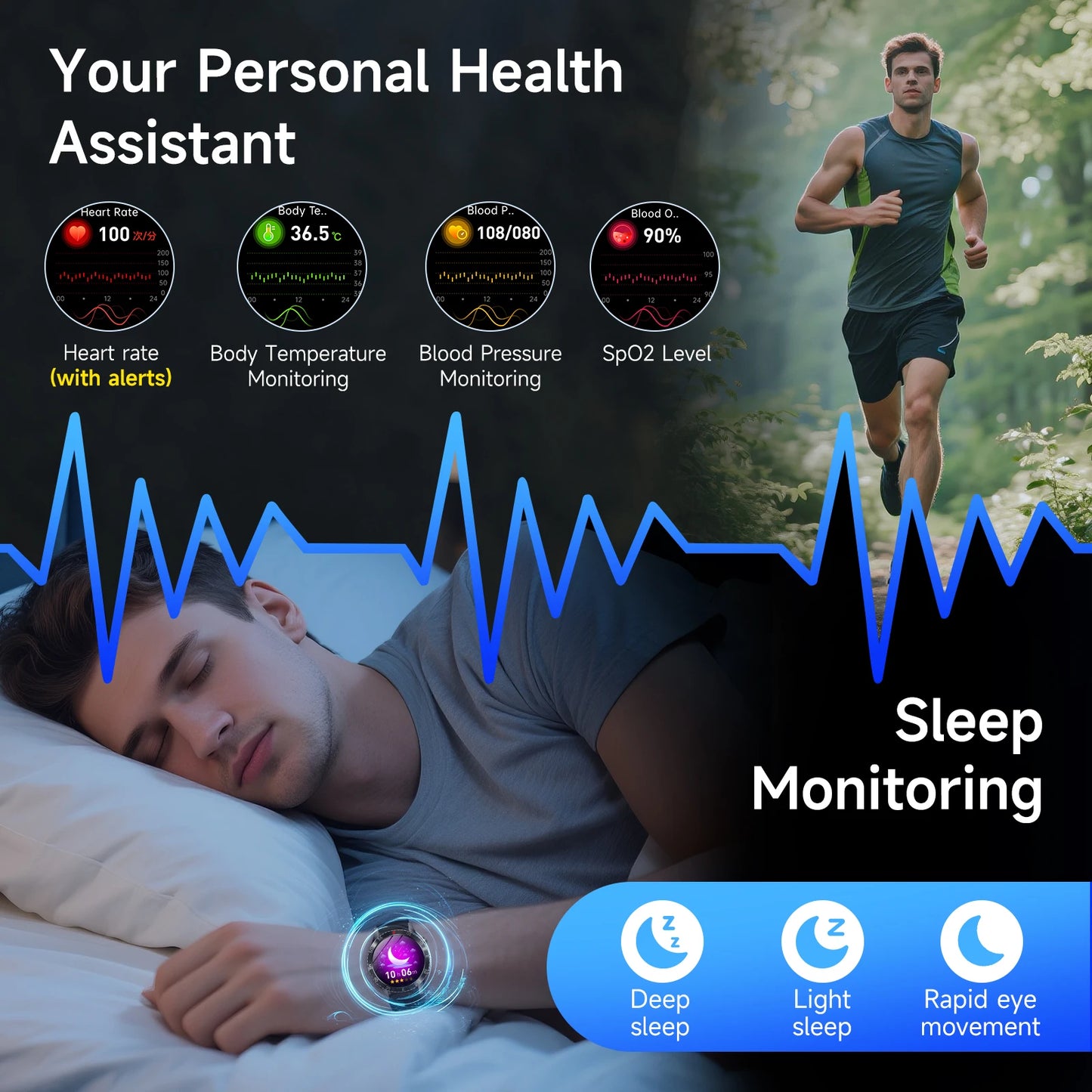 Marsyu ECG+PPG Health Diagnosis Smart watch Men's, Women's
