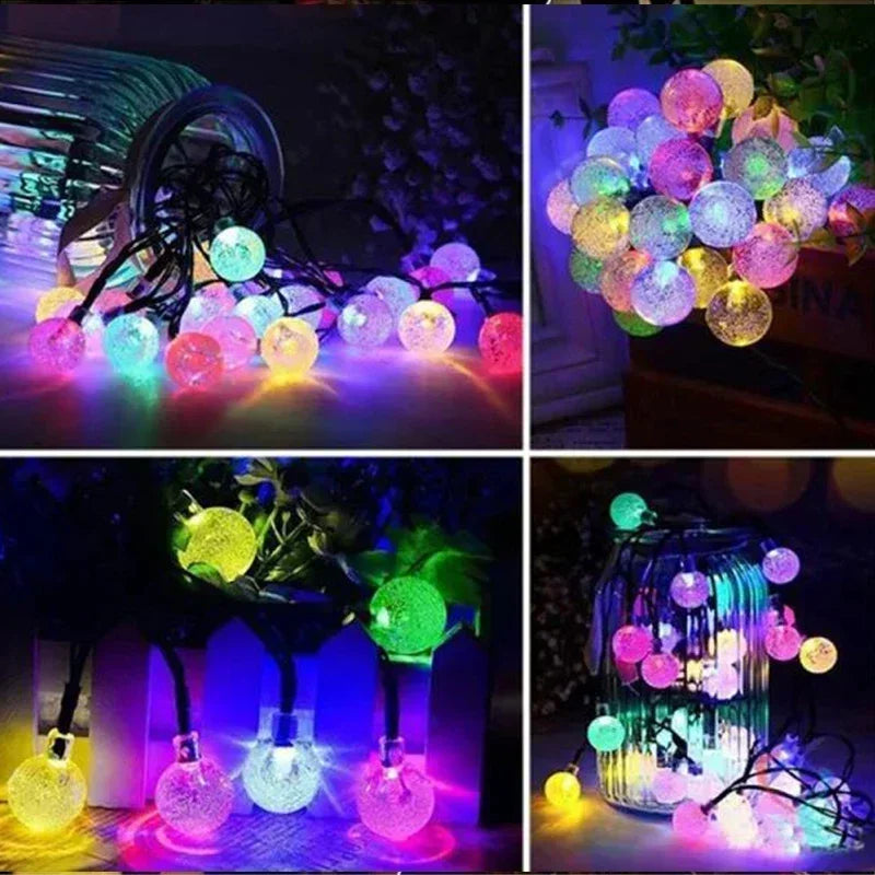 Solar String Lights Outdoor, Crystal Fairy Light, Christmas Garland